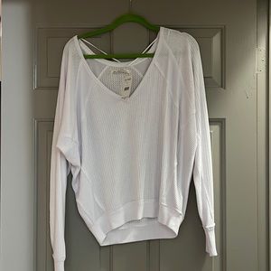 brand new free people white waffle knit long sleeve